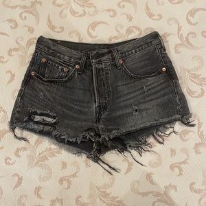 Levi’s 501 black denim cut off shorts